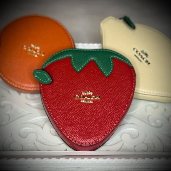 NWT Coach Strawberry Coin Case, Bold Red | Mini Cosmetic Case - Picture 7 of 8